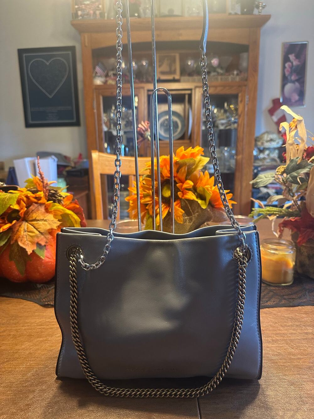 Marc Jacobs Gray Leather Double Link 27 Shoulder Bag EUC